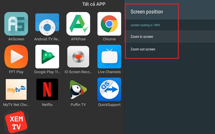 Điều chỉnh lại độ phân giải trên Android TV9